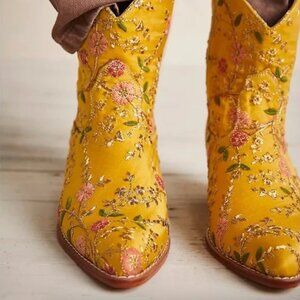 Free People MOMO Eloise Embroidered Ankle Boots